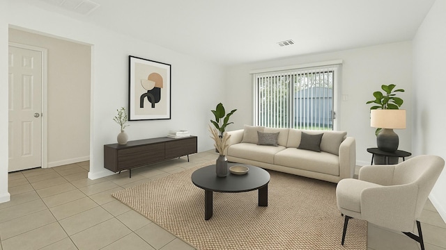 9310 Woodlyn Rd, Houston, TX 77078 - living room featuring light tile patterned floors and baseboards