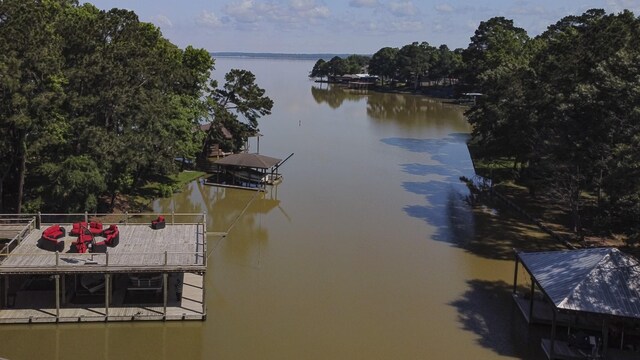 470 S Lakeview Dr, Point Blank, TX 77364 - water view featuring a boat dock