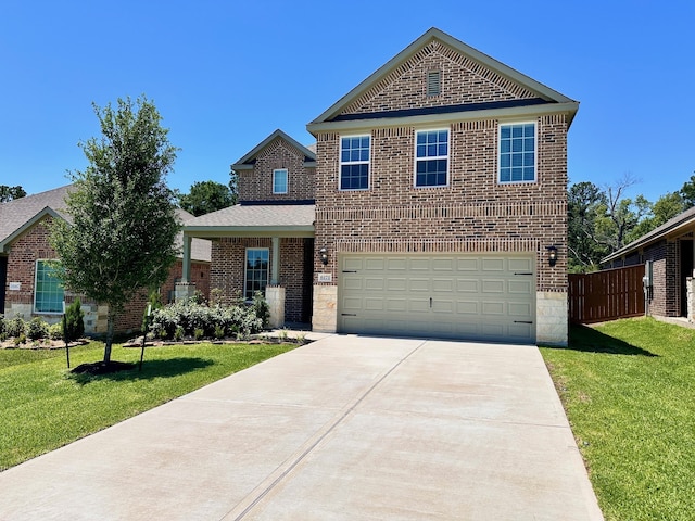 6171 White Spruce Dr, Conroe, TX 77304 - traditional home with brick siding, driveway, and a garage