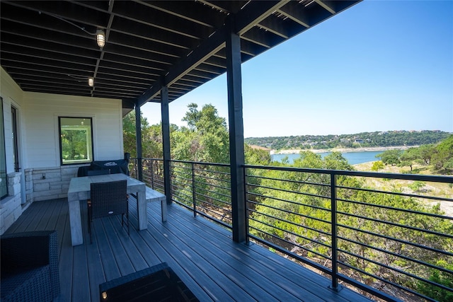 18605 Lakeland Dr, Point Venture, TX 78645 - wooden deck with a water view