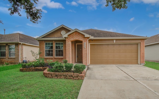 10406 Tenleyton Ln, Houston, TX 77075 - ranch-style house featuring brick siding, a garage, concrete driveway, and a front yard