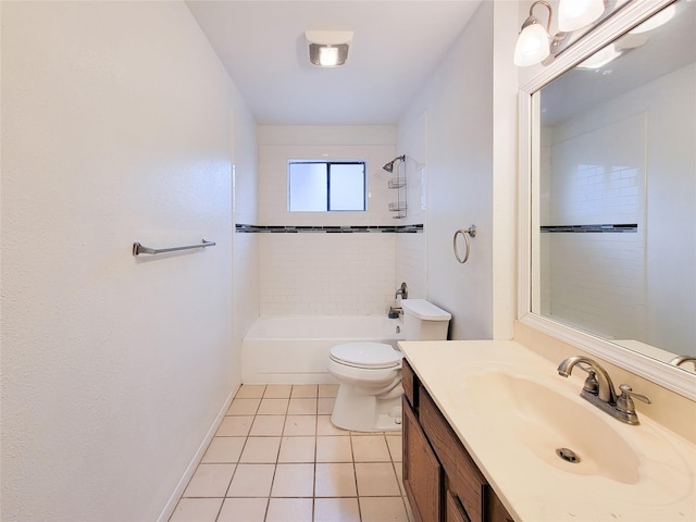 18515 Sweetmeadow Dr, Spring, TX 77379 - full bathroom featuring tile patterned floors, toilet, vanity, washtub / shower combination, and baseboards