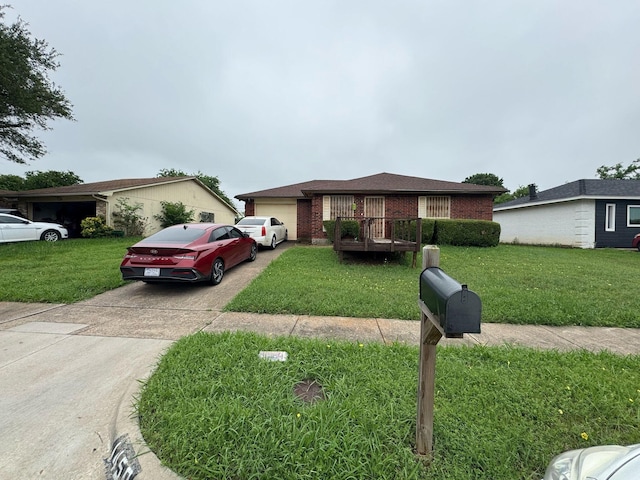 1450 Allegro Dr, Dallas, TX 75241 - ranch-style house with brick siding, driveway, a garage, and a front yard