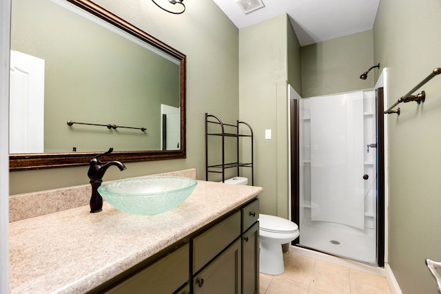4343 Schlipf Rd, Katy, TX 77493 - bathroom with a stall shower, tile patterned floors, toilet, and vanity