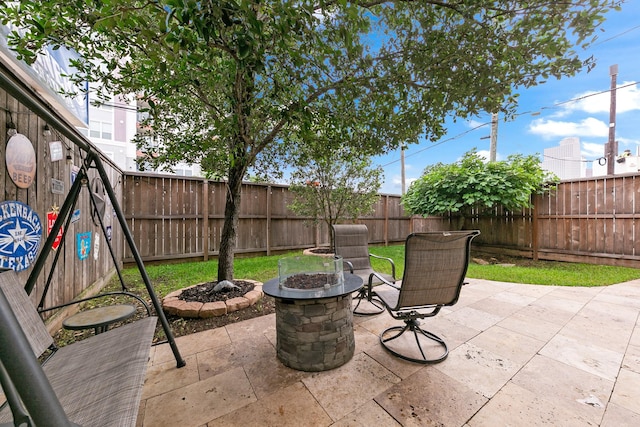 1708 Wilson St, Houston, TX 77019 - fenced backyard with a fire pit and a patio area
