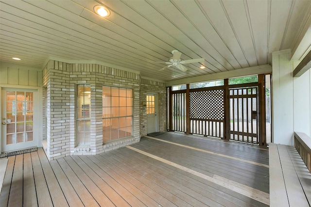 deck featuring a ceiling fan