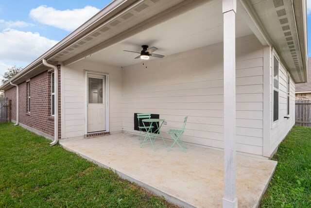 view of patio / terrace with ceiling fan