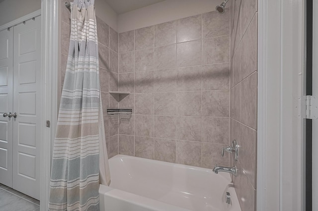 4314 Reese Ravine Ln, Katy, TX 77493 - full bath featuring shower / tub combo with curtain and tile patterned flooring