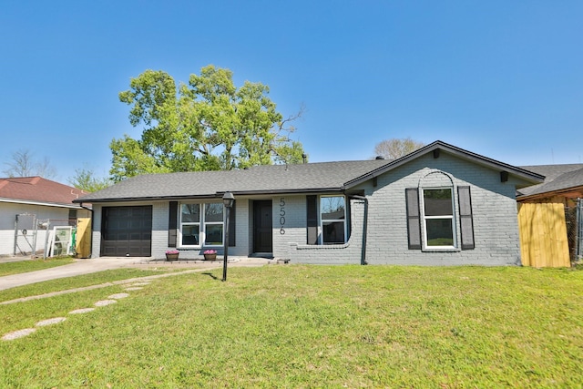 5506 Karelian Dr, Houston, TX 77091 - single story home featuring a garage, driveway, brick siding, a front lawn, and a shingled roof