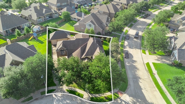 8611 Springmere Ct, Houston, TX 77095 - aerial perspective of suburban area featuring property parcel outlined