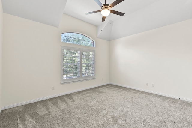 8611 Springmere Ct, Houston, TX 77095 - carpeted spare room featuring a ceiling fan, baseboards, and high vaulted ceiling