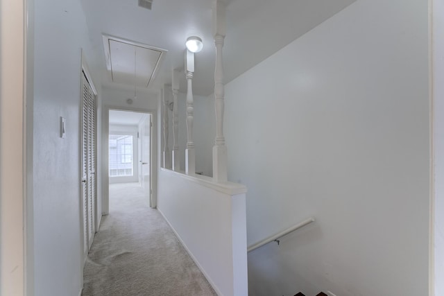 7938 Leonora St Unit B19, Houston, TX 77061 - hall with attic access, an upstairs landing, and carpet flooring