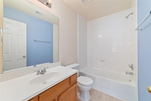21514 Skyla Cir, Humble, TX 77338 - bathroom featuring toilet, tile patterned floors, bathtub / shower combination, and vanity