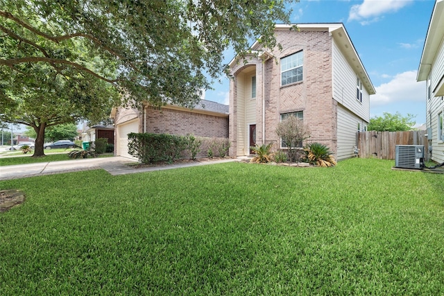 21514 Skyla Cir, Humble, TX 77338 - traditional-style house with brick siding, driveway, an attached garage, and central AC