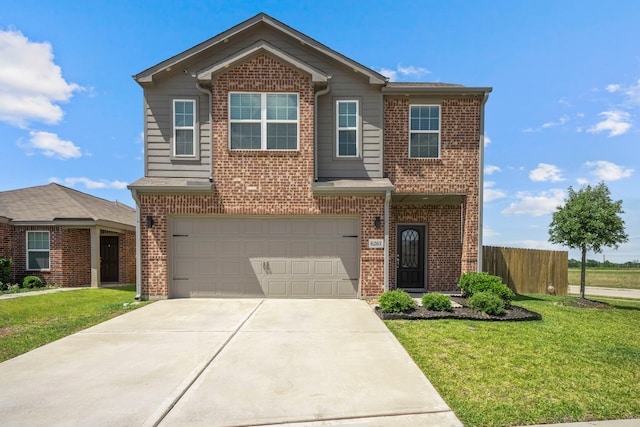 6263 El Turquesa Dr, Houston, TX 77048 - traditional-style house with brick siding, an attached garage, and driveway