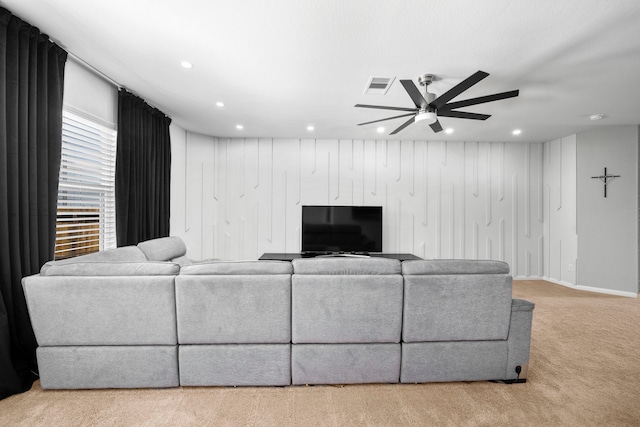 6263 El Turquesa Dr, Houston, TX 77048 - carpeted living area with ceiling fan, recessed lighting, and baseboards