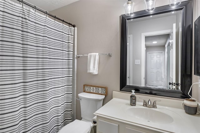 18406 Bristol Bay Ct, Humble, TX 77346 - bathroom featuring vanity, toilet, and a shower with curtain