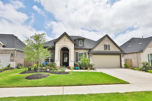 29622 Cedar Elm Way, Tomball, TX 77375 - french country style house featuring brick siding, driveway, a garage, and a front lawn
