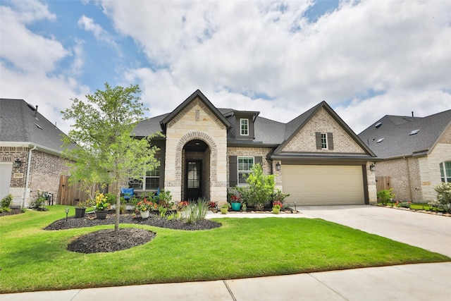 29622 Cedar Elm Way, Tomball, TX 77375 - french provincial home with concrete driveway, brick siding, stone siding, and roof with shingles