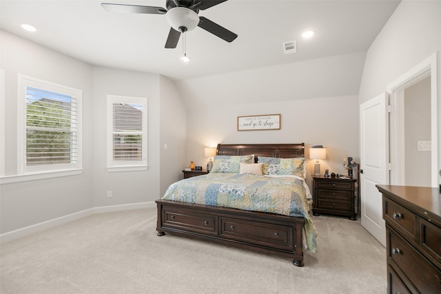 29622 Cedar Elm Way, Tomball, TX 77375 - bedroom featuring light colored carpet, baseboards, a ceiling fan, and recessed lighting