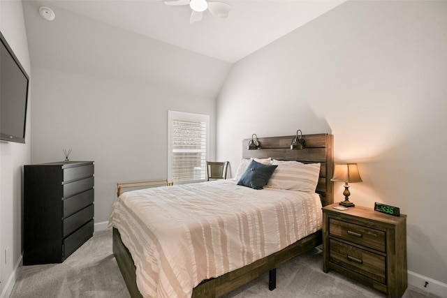 29622 Cedar Elm Way, Tomball, TX 77375 - bedroom featuring light colored carpet, baseboards, lofted ceiling, and ceiling fan