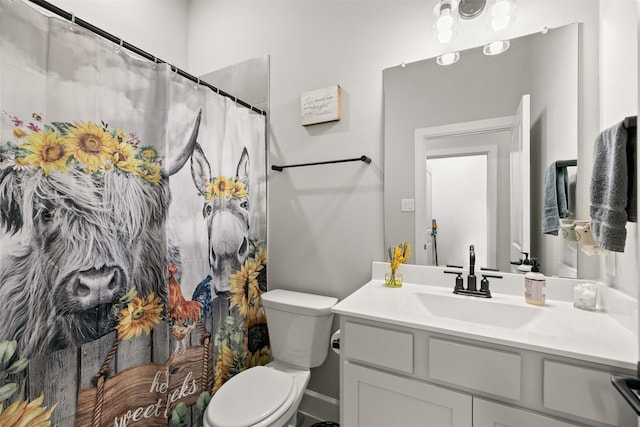 29622 Cedar Elm Way, Tomball, TX 77375 - bathroom featuring vanity, toilet, and a shower with shower curtain
