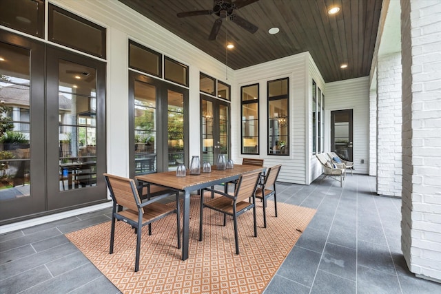 view of patio / terrace featuring french doors and a ceiling fan