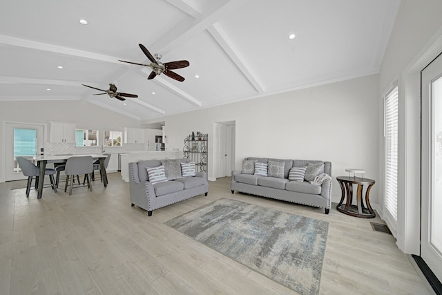 119 Nesmith Pl, Surfside Beach, TX 77541 - living area featuring ceiling fan and light wood finished floors