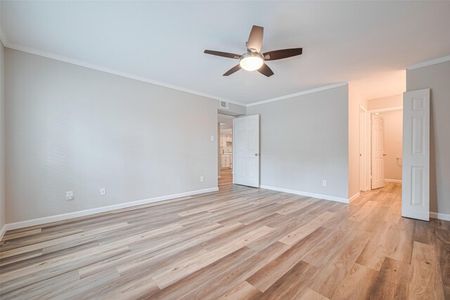 14555 Wunderlich Dr Unit 2307, Houston, TX 77069 - spare room with ceiling fan, light wood-style flooring, baseboards, and crown molding