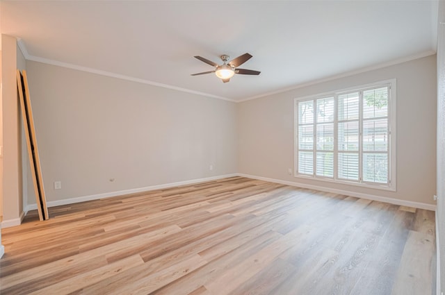 14555 Wunderlich Dr Unit 2307, Houston, TX 77069 - spare room with ceiling fan, baseboards, ornamental molding, and light wood-type flooring