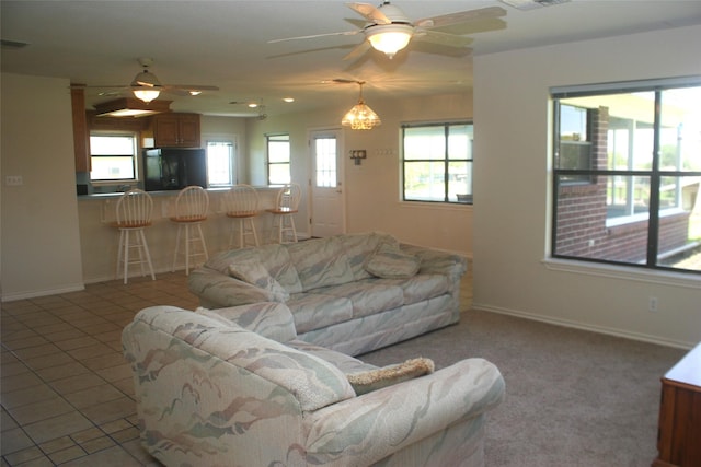 5361 County Road 868e, Brazoria, TX 77422 - living area featuring ceiling fan and baseboards