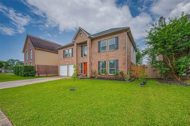 view of front of home featuring concrete driveway, brick siding, and an attached garage