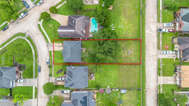aerial perspective of suburban area featuring property parcel outlined