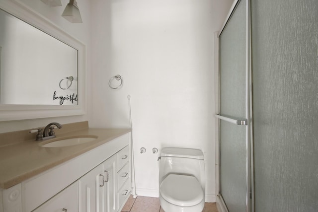2211 Willow Point Dr, Houston, TX 77339 - full bath featuring vanity, toilet, a stall shower, and tile patterned floors