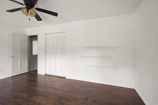 2211 Willow Point Dr, Houston, TX 77339 - unfurnished bedroom with wood finished floors, baseboards, a closet, and a ceiling fan