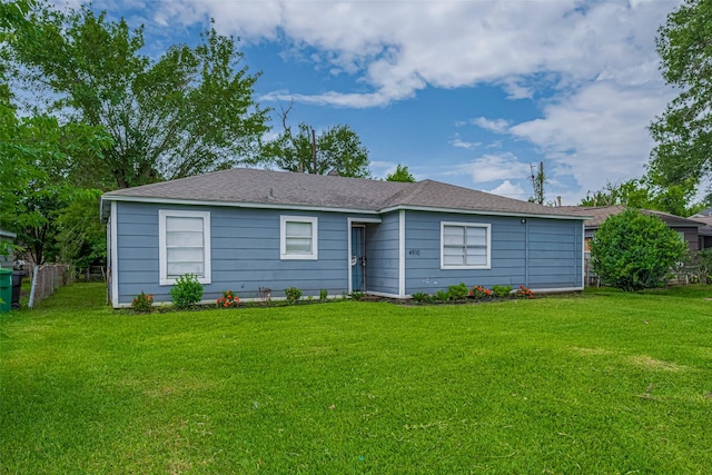 ranch-style home with roof with shingles