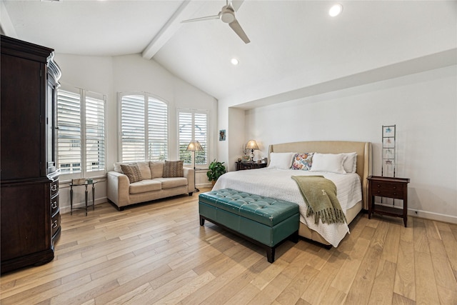 822 Reinicke St, Houston, TX 77007 - bedroom with light wood-type flooring, baseboards, a ceiling fan, and recessed lighting