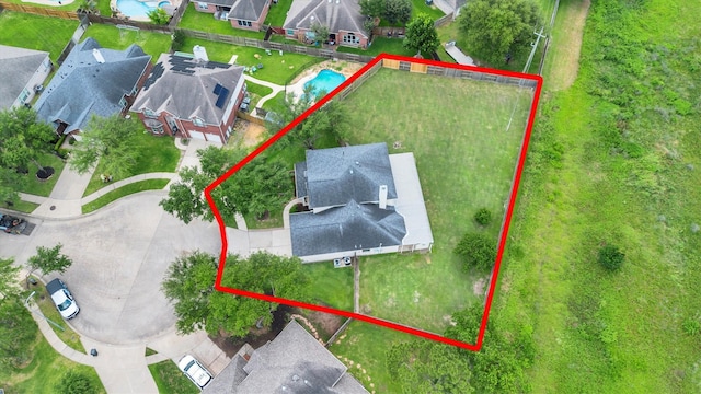 12139 Canyon Arbor Way, Houston, TX 77095 - aerial view of residential area featuring property parcel outlined and a pool area