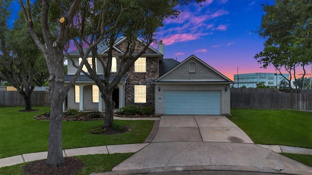 12139 Canyon Arbor Way, Houston, TX 77095 - traditional-style house with a garage, driveway, a chimney, and brick siding