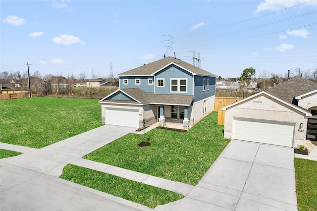 404 Kendall Crest Dr, Alvin, TX 77511 - traditional-style home featuring stucco siding, concrete driveway, a porch, roof with shingles, and a garage