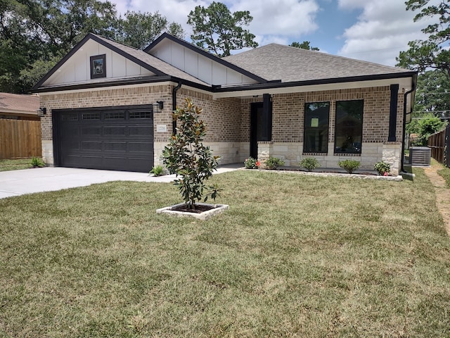 2716 Garapan St, Houston, TX 77091 - single story home featuring brick siding, board and batten siding, concrete driveway, roof with shingles, and a porch