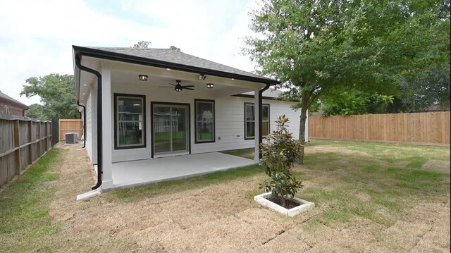 2716 Garapan St, Houston, TX 77091 - rear view of property featuring ceiling fan, a patio, and central AC unit