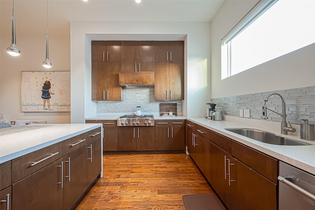1510 Yale St Unit B, Houston, TX 77008 - kitchen with a sink, appliances with stainless steel finishes, light countertops, backsplash, and recessed lighting