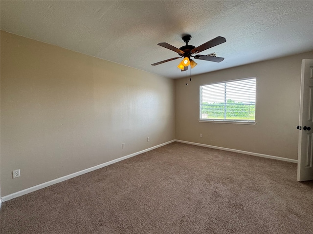 3505 Stonegate Cir, Pearland, TX 77584 - carpeted spare room featuring ceiling fan, baseboards, and a textured ceiling