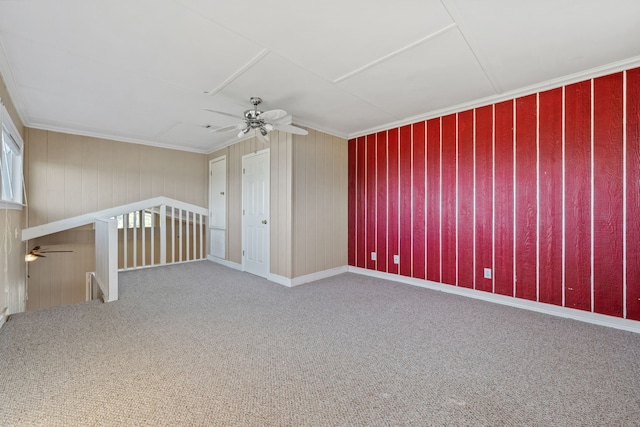 381 N Shady Oaks Dr, Point Blank, TX 77364 - carpeted spare room featuring a ceiling fan and crown molding