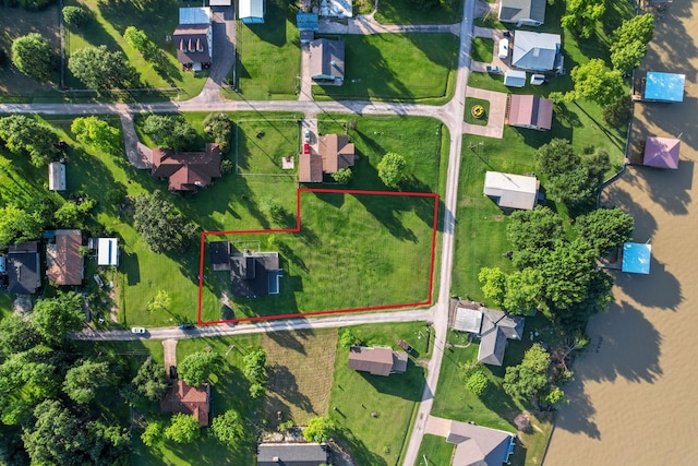 381 N Shady Oaks Dr, Point Blank, TX 77364 - aerial perspective of suburban area featuring property parcel outlined