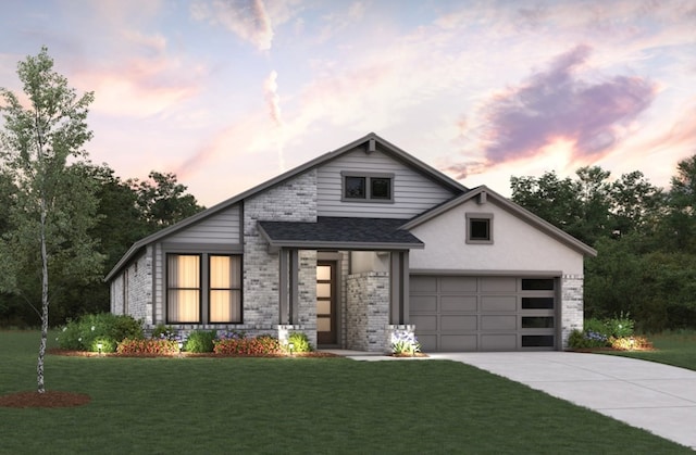 19330 Stagecoach Breeze Ln, Tomball, TX 77377 - contemporary house with driveway, a yard, brick siding, and stucco siding
