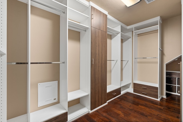 spacious closet featuring dark wood-style floors