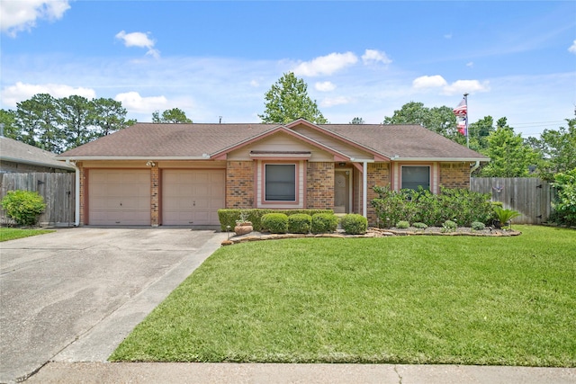 21410 Glenbranch Dr, Spring, TX 77388 - ranch-style home featuring an attached garage, concrete driveway, brick siding, and a shingled roof