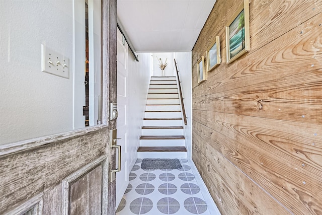 5005 Avenue N Rear Ave N, Rear, Galveston, TX 77551 - stairway featuring wooden walls